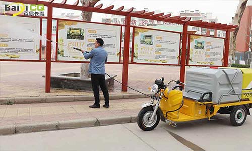 物业小型三轮高压清洗车路面冲洗，公告栏清洁多面手